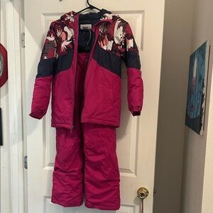 Pink and Navy Blue Columbia Kids Snowsuit Set